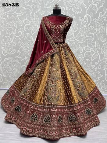 D.NO. 2583A & 2583B BY ANJANI ART FANCY EMBROIDERY LEHENGA CHOLI EXPORTER IN INDIA